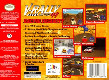 V-Rally Edition 99 (USA) box cover back